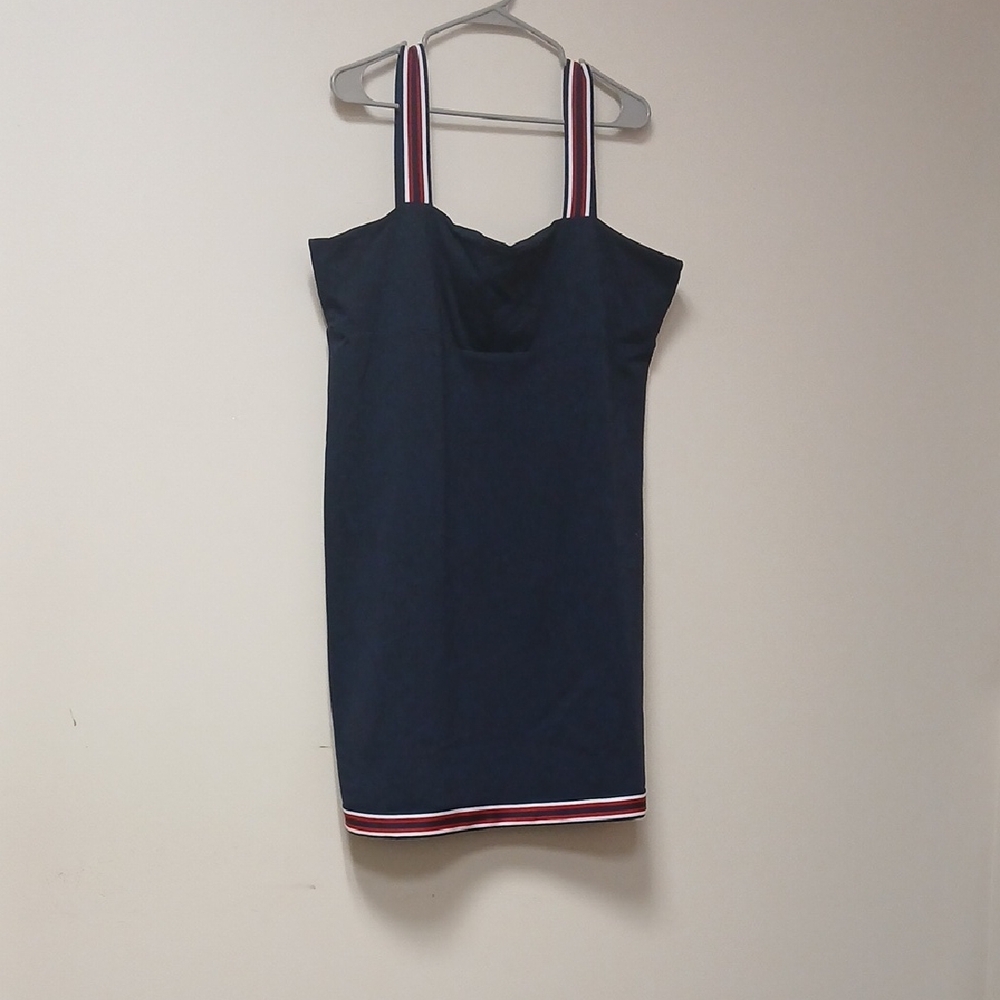 Tommy Hilfiger Navy Blue Sleeveless Dress with Striped Straps